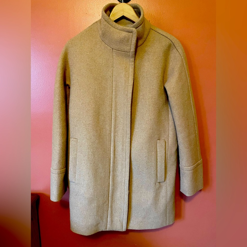 J Crew Re-Imagined Camel Wool Swing Coat Size 4